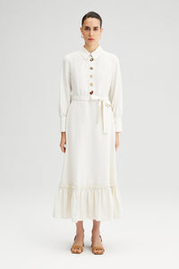 BUTTON DETAIL LINEN DRESS