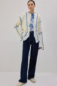 CONTRAST-STRIPED KNITTED CARDIGAN