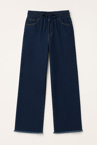 ELASTICATED WAIST DENIM TROUSERS