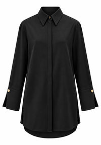 WIDE-COLLARED SATIN SHIRT