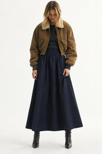 WAIST-CINCHED WOVEN SKIRT