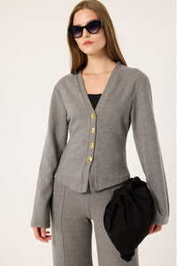 V-NECK KNITTED CARDIGAN WITH GOLD BUTTONS