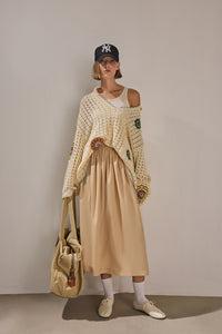 SIDE-POCKETED GATHERED SKIRT
