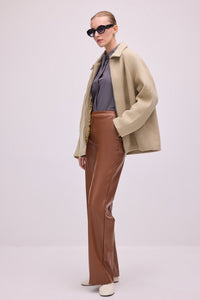 WIDE-LEG LEATHER PANTS WITH ELASTIC WAISTBAND