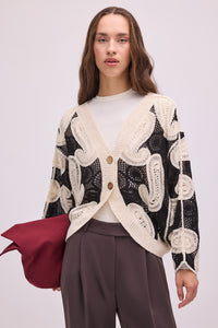 SHORT CROCHETED CARDIGAN WITH LACE DETAILS