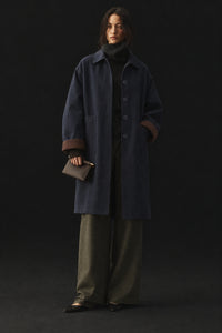 OVERSIZED TRENCH COAT WITH VELVET DETAILS