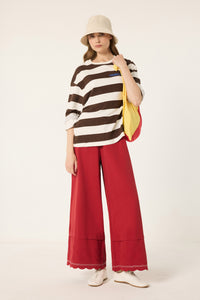 WIDE-LEG TROUSERS WITH CONTRAST STITCHING