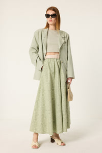 PATTERNED POPLIN SKIRT