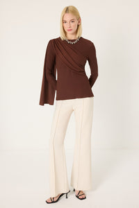DRAPED KNIT BLOUSE