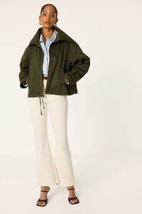 WIDE-COLLAR BUTTON-UP BOMBER JACKET