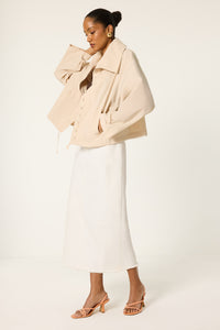 WIDE-COLLAR BUTTON-UP BOMBER JACKET