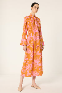 PLEATED PATTERNED DRESS