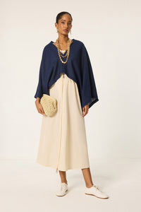 ELASTIC WAISTBAND ZIPPER DETAIL SKIRT