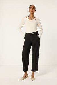 ELASTIC-WAISTED CREPE PANTS