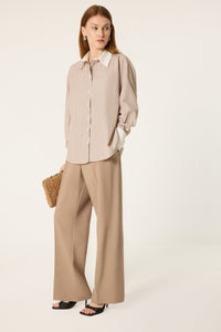 STRIPED WHITE COLLAR SHIRT