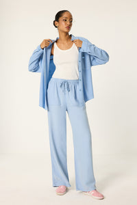 HIGH WAIST WASHED GABARDINE PANTS