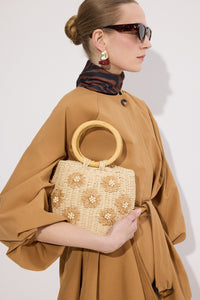 FLOWER MOTIF STRAW BAG