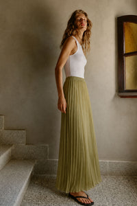 CHIFFON PLEATED LINED SKIRT