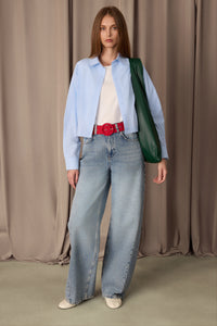 PLEATED STRIPED SHIRT