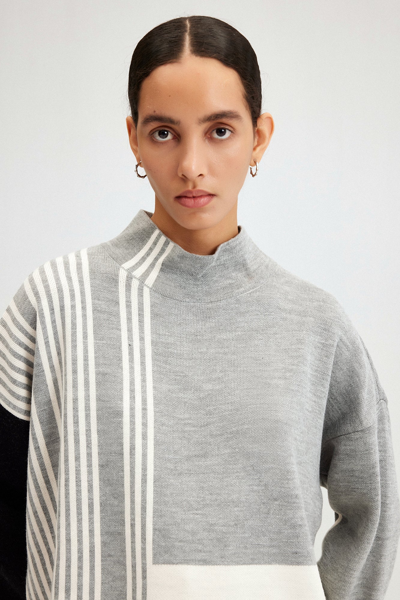 【HI FI FNK】Fray Collar Knit Alpha Knit T-Neck – secondfemale.com