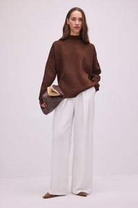 STAND-UP COLLAR BASIC KNIT SWEATER