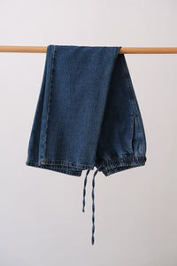 DENIM TROUSERS WITH ELASTICATED WAIST