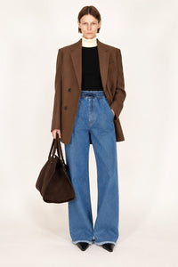 ELASTICATED WAIST DENIM TROUSERS
