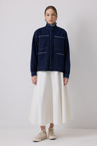 EMBROIDERED COLLAR DENIM JACKET