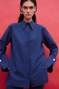 WIDE-COLLARED POPLIN SHIRT