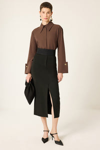 WIDE-COLLARED POPLIN SHIRT