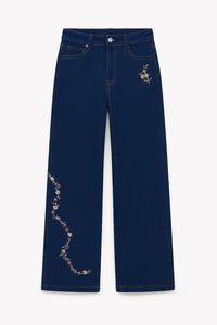 EMBROIDERED DENIM TROUSERS