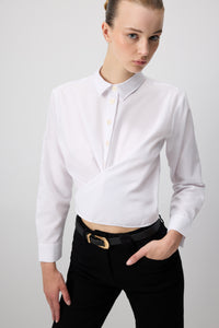 BELTED SHORT POPLIN SHIRT