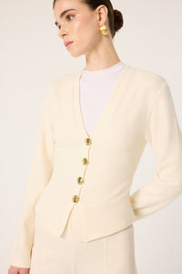 V-NECK KNITTED CARDIGAN WITH GOLD BUTTONS