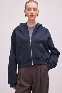 BASIC HOODED ZIP-UP SWEATSHIRT