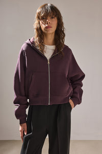 BASIC HOODED ZIP-UP SWEATSHIRT