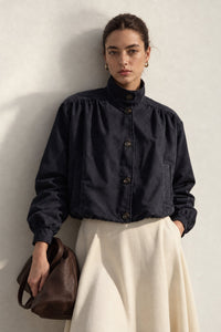 SHORT SUEDE JACKET WITH V-NECK
