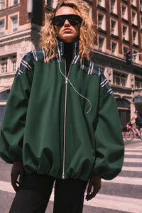 BOMBER JACKET WITH CHECKED DETAILS