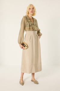 GOLD BUTTONED CUPRA SKIRT