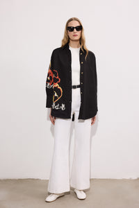 EMBROIDERIED GABARDINE SHIRT-JACKET