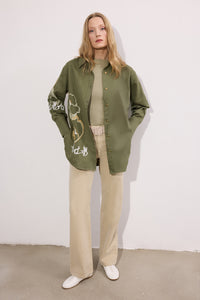 EMBROIDERIED GABARDINE SHIRT-JACKET