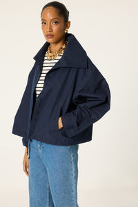 WIDE-COLLAR BUTTON-UP BOMBER JACKET