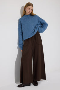 GABARDİNE TROUSERS WİTH ELASTİC WAİSTBAND AND POCKETS