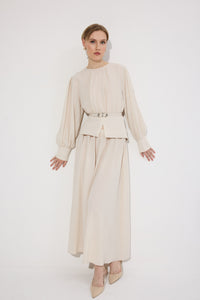 BELT DETAILED TUNIC SKIRT SET