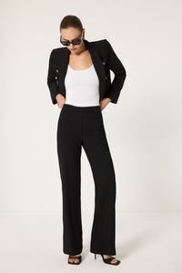 TEXTURED DRAPED STRAIGHT-LEG PANTS
