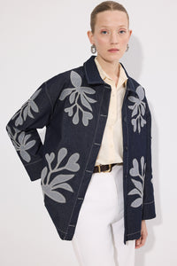 APPLIQUE EMBROIDERED LIGHTWEIGHT DENIM JACKET