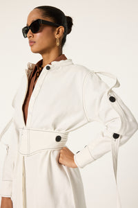 CONTRAST STITCHED BELTED SAFARI JACKET