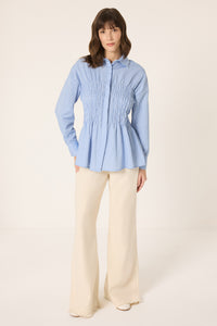 ELASTICATED DETAIL POPLIN SHIRT