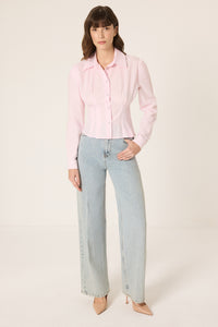 PLEATED WAISTED SHIRT WITH STONES