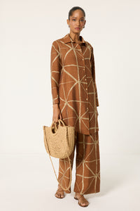 PATTERNED MAXI SHIRT & PANTS SET