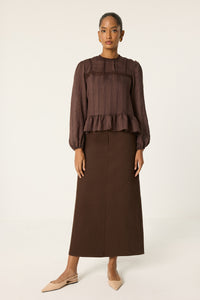 BLOUSE WITH GUIPURE TRIM AND RUFFLE DETAILS